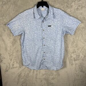 Columbia Men's Size Large Rogers Peak Blue Printed Short Sleeve Shirt Button Up‎